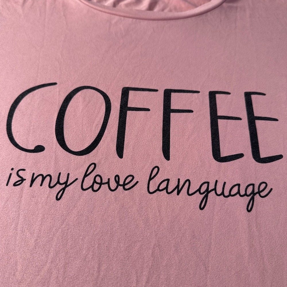 Pink Graphic Coffee Tee‎ Dress Women's Casual Lounge Shirt Dress Size M New - Picture 2 of 6